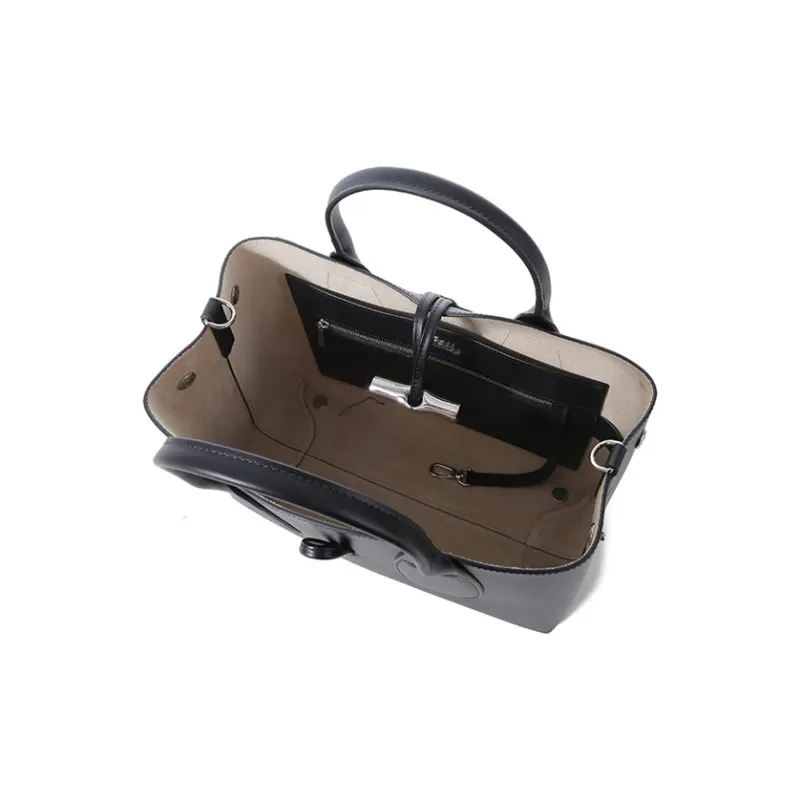 LONGCHAMP Cow Leather One Shoulder Handbags Women's Black-5