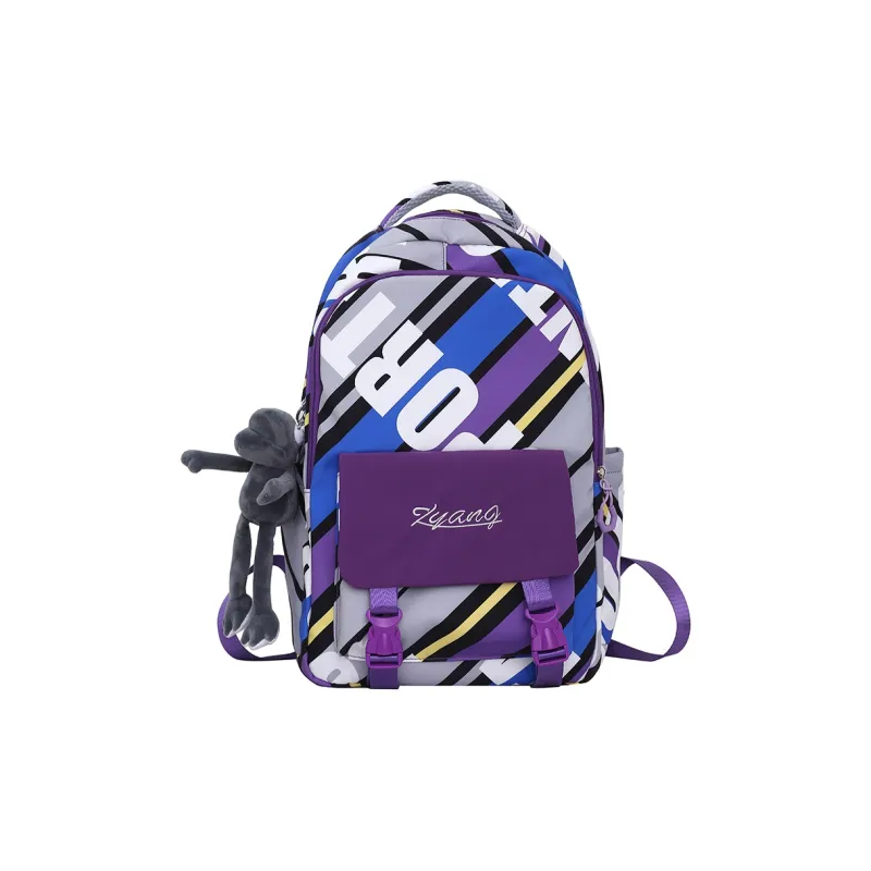 KAKAXI Nylon Backpack Unisex Black/Gray/Purple/Blue-5