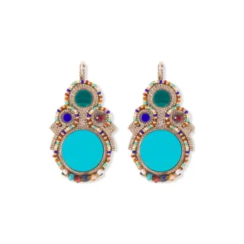 SATELLITE Gemstone Inlay Earrings Women's Blue