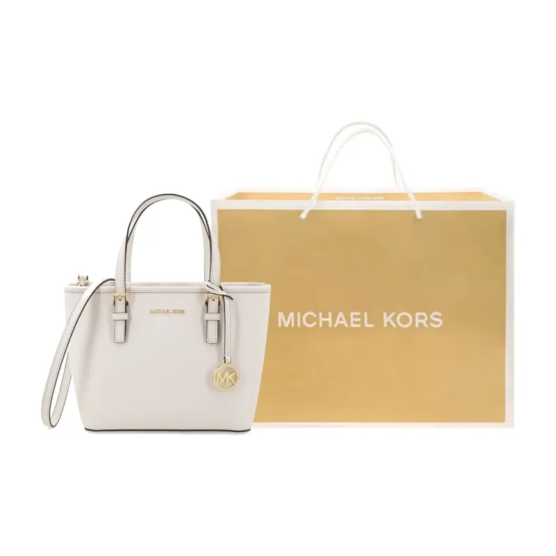 MICHAEL KORS Jet Set Leather Tote Bag Portable Crossbody Bag Shoulder Bag Women's Milk White-29