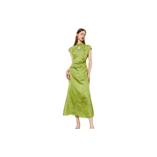 DPLAY Short-Sleeved Dresses Women's Jade Bamboo Spring Song