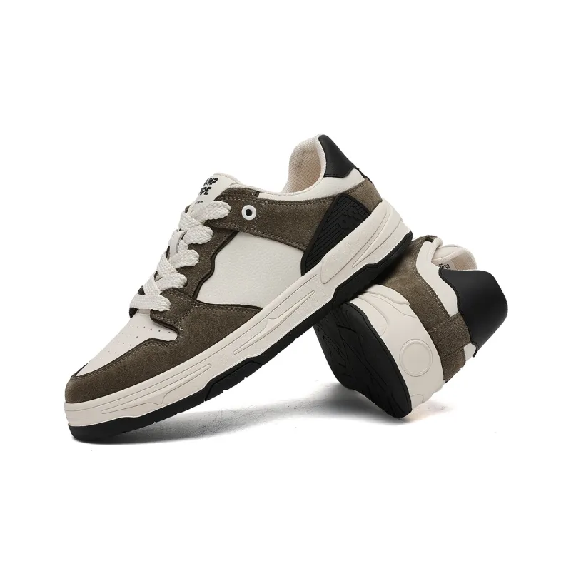 TRUMPPIPE Wear Resistant Height Increasing Low Top Skateboard Shoes Men's White Black-8