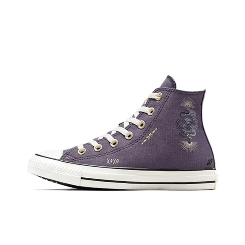 Converse Chuck Taylor All Star Anti Slip Wear Resistant High Top Canvas Shoes Women's Purple White-0