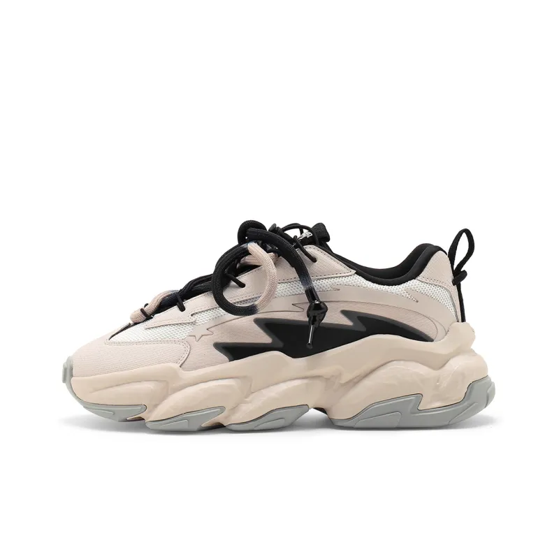 STARTER Rock Formation Series Slip Resistant Height Increasing Breathable Low Top Chunky Sneakers Men's Beige-0