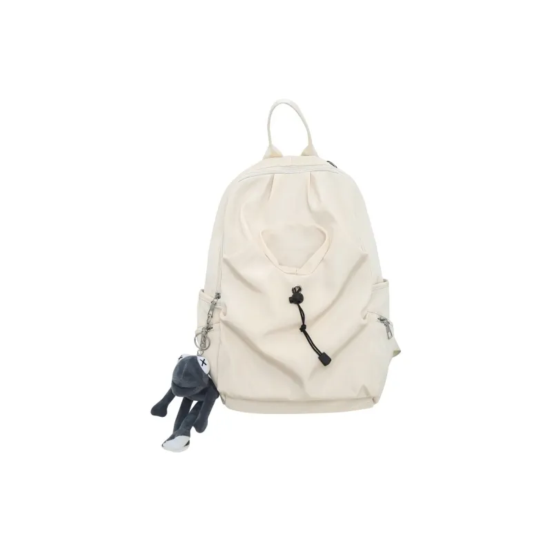 Huangmu Nylon Student Backpack Regular Unisex Black/White-0
