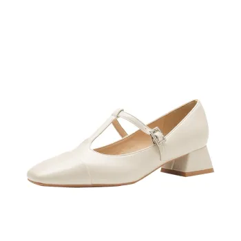 Bamiti Literary Japanese Low Vamp Women's Brown Vintage Preppy Style Chunky Heel New Arrival Shoes
