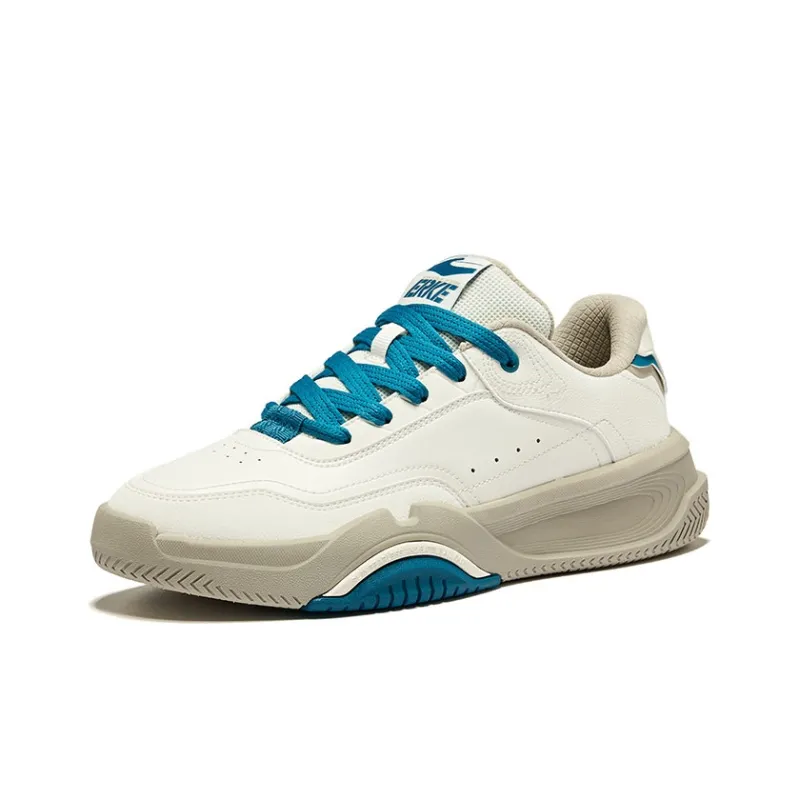 Erke Caramel Latte 2.0 Wear-Resistant Slip-Resistant Low-Top Skateboard Shoes Men's Microcrystal White/Cyan Green-2