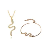 Gold Small Snake Bracelets+Gold Small Snake Necklaces