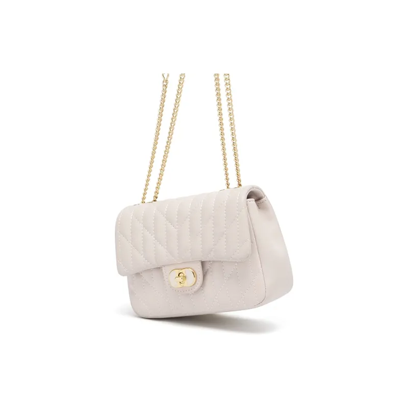 CNOLES Microfiber Synthetic Leather Crossbody Bag, Shoulder Bag Regular Women's Diamond Pattern Milk White-1