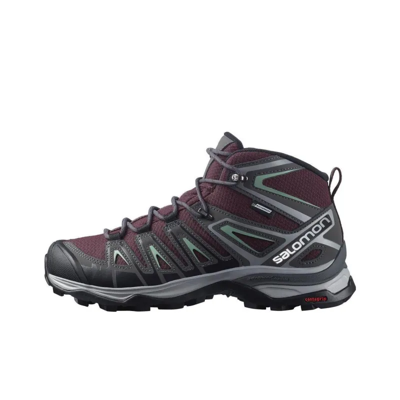 SALOMON Women's X Ultra Pioneer Mid CSWP 'Wine Tasting Granite Green'-0
