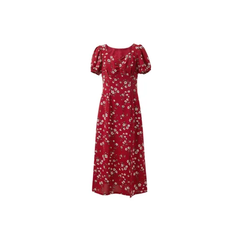 3COLOUR Short-Sleeved Dresses Women's Red Floral