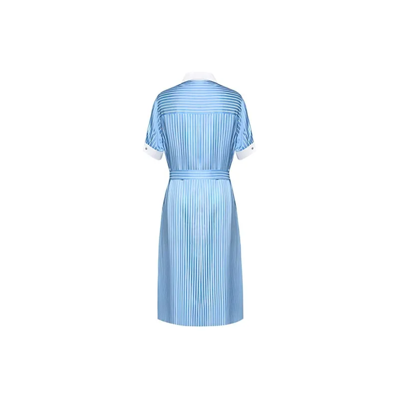 BBLLUUEE Short Sleeved Dress Women's Blue/White-1