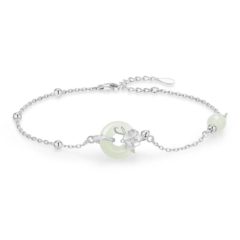 ZSY Bracelets Pale Greenish White Jade Women's-30