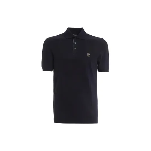 Brunello Cucinelli Polo Shirts Men Navy Blue