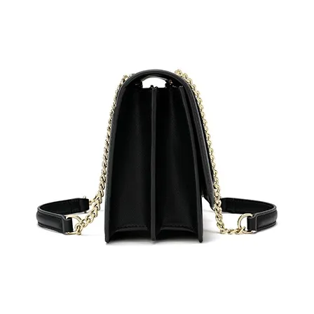 Ancient Yi Xi Cow Leather Small Square Bag Shoulder Bag Crossbody Bag Women's Black-3