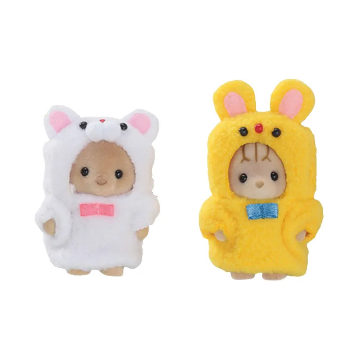 Sylvanian Families Kitten And Bear Otter Cub And Three Stripe Cat Cub Dolls Plush Doll Small Size Tall-0