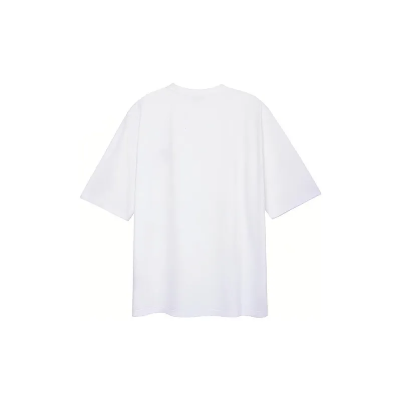 HERMES Logo Printed Crew Neck Straight Fit Short Sleeved T Shirt T Shirt Men's White-1