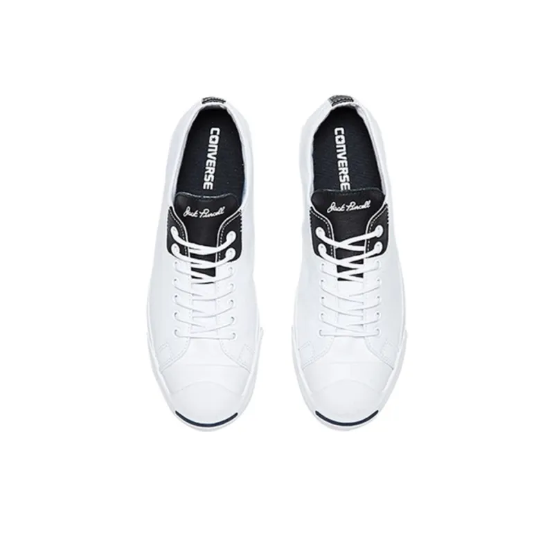 Converse Jack Purcell Anti Slip Wear Resistant Low Top Canvas Shoes Unisex White Black-3
