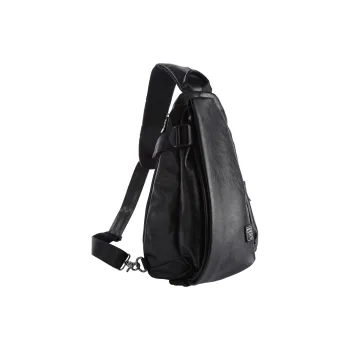 MOYYI PVC Sling Bag Fanny Pack Crossbody Bag Shoulder Bag Large Size Men's Black