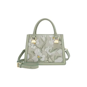 Ancient Yi Xi Cow Leather Middle Aged Mom Bag, Cheongsam Shoulder Bag Medium Size Women's Willow Sprout Green