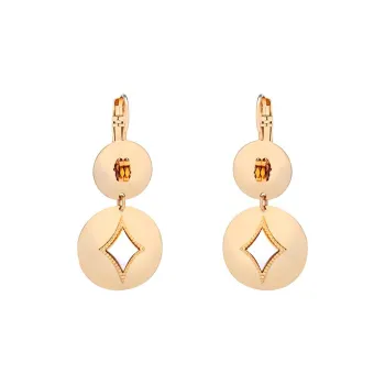 SATELLITE Mother Of Pearl Red Iron Oxide Earrings Women's Gold