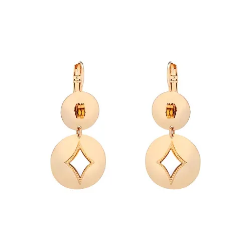 SATELLITE Mother Of Pearl Red Iron Oxide Earrings Women's Gold