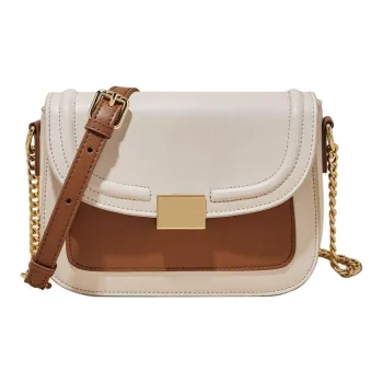 Marino Orlandi Cow Split Leather Small Square Bag Crossbody Bag Shoulder Bag Women's White/Brown