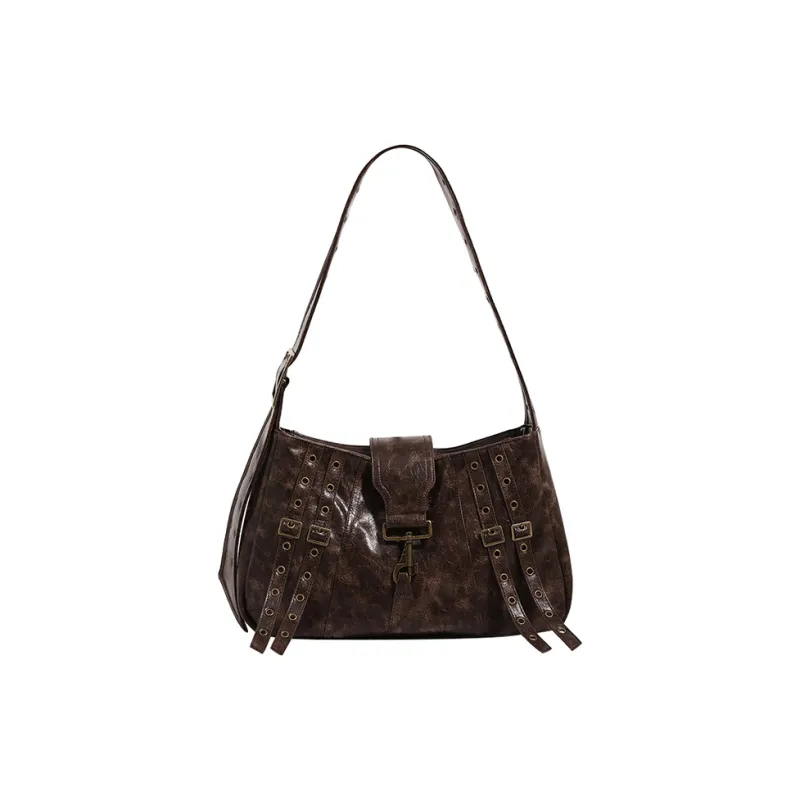 Jade En Plus PU Shoulder Bag Regular Large Size Women's Brown/Black-1