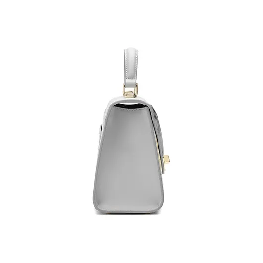 Ancient Yi Xi Cow Leather Paper Folding Bag, Shoulder Bag, Crossbody Bag, Handbag Women's Frost Snow Gray-3