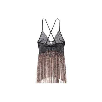 Victoria's Secret SEXY KI Nightgown Women's Black Leopard Print