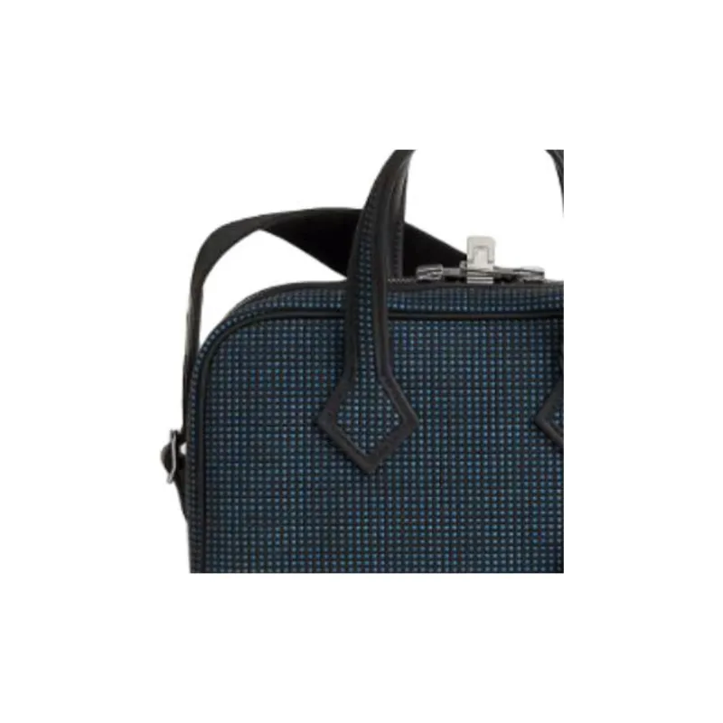 HERMES Victoria III Fourre-tout Canvas With Swift Leather Victoria Bag One Shoulder Handbag Mini Women's Blue & Black-1