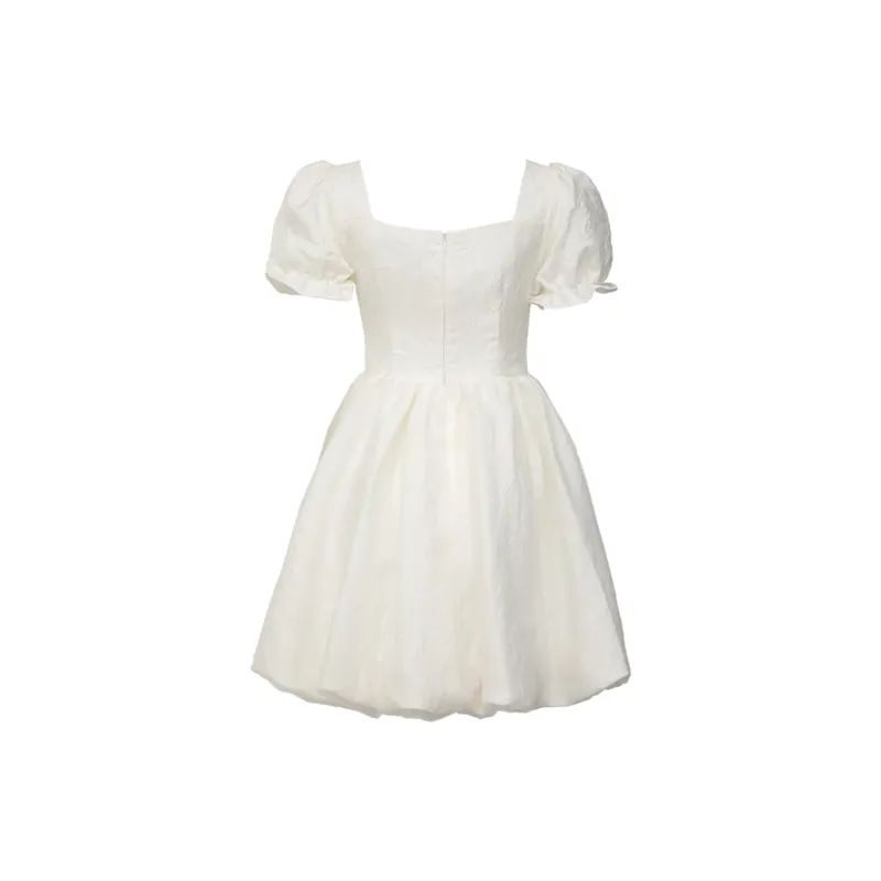 Zukizuki Short Sleeved Dress Women's White-1