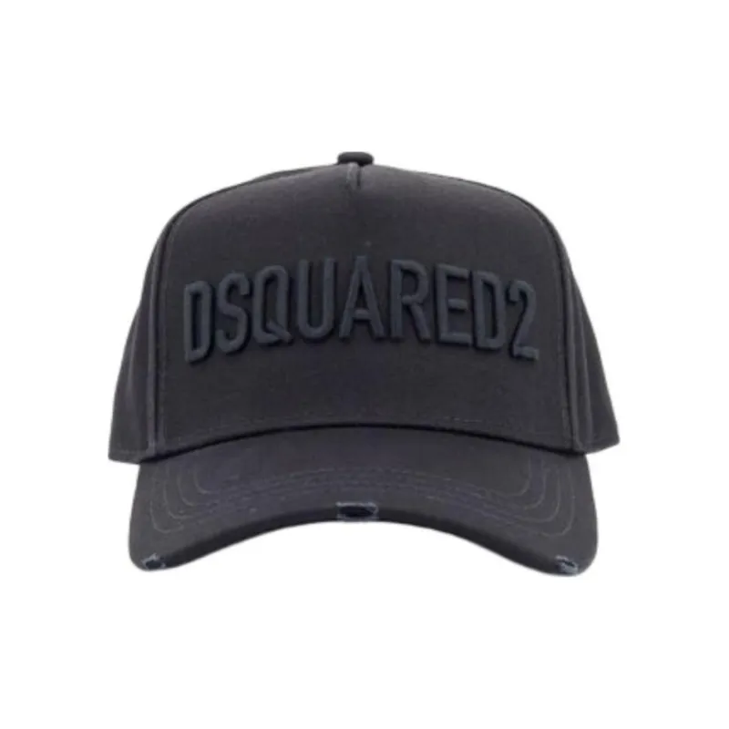 DSQUARED 2 Logo Embroidered Curved Peak Distressed Baseball Cap-1