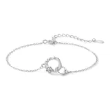 925 Sterling Silver-Interlocking Hearts Couple Bracelet[Silver]