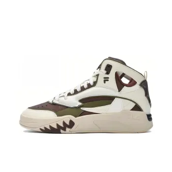 FILA FUSION Cushioning Anti Slip And Wear Resistant High Top Basketball Shoes Men's Brown White
