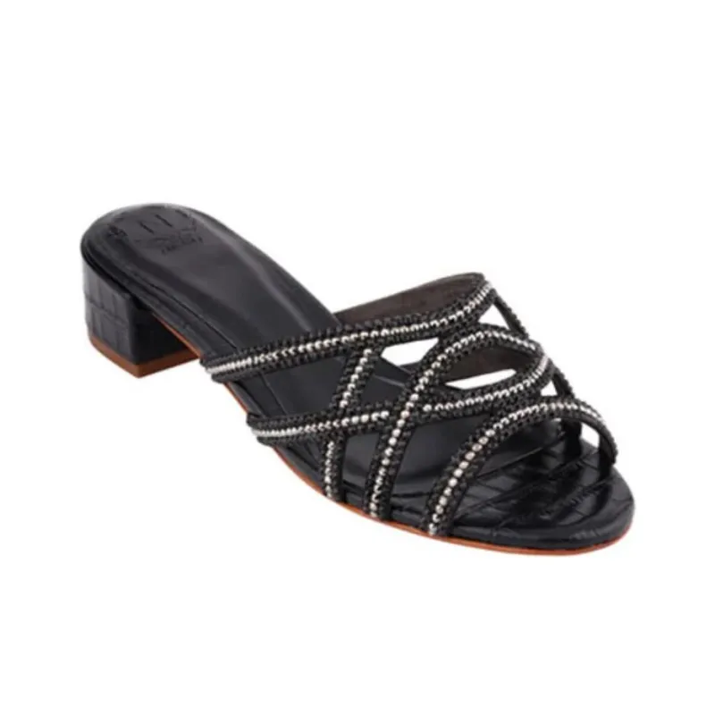 NICOLI Slide Slippers 4cm Women's Black-2