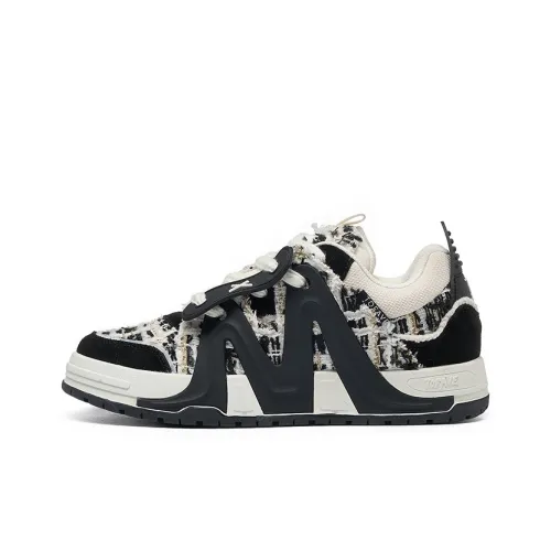 TOFAVE Anti Slip Wear Resistant Low Top Skateboard Shoes Unisex Beige Black Chanel Inspired
