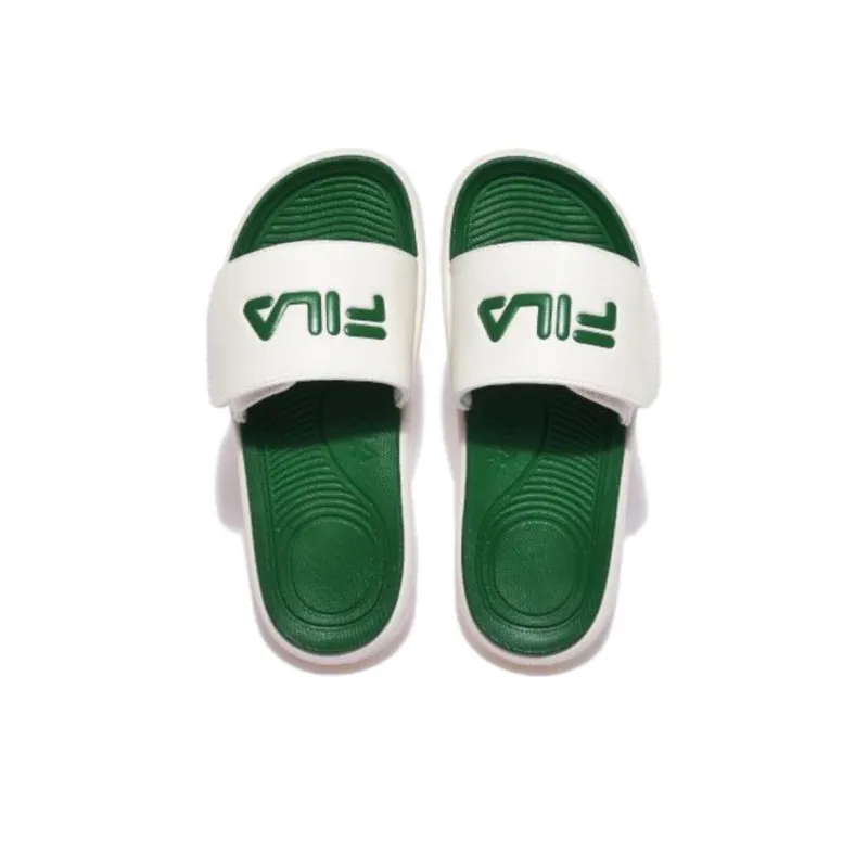 FILA Rubber Sole Slide Slippers Unisex White Green-3