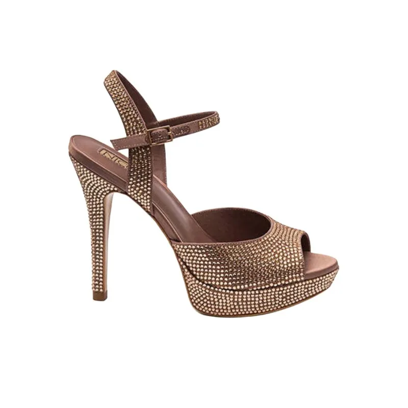 NICOLI Ursula Strap Sandals 12cm Women's Brown-1