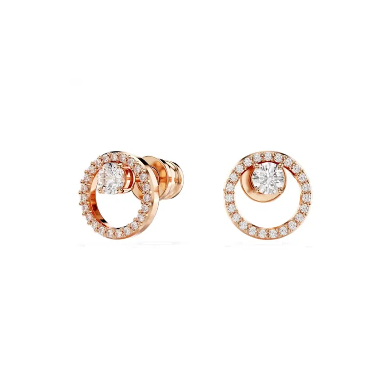 Swarovski Synthetic Cubic Zirconia Stud Earrings Women's Rose Gold-1