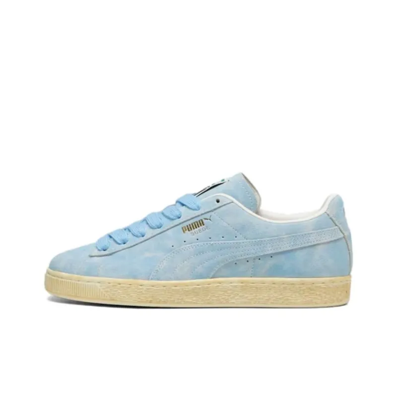 PUMA Suede Anti Slip Wear Resistant Low Top Skateboard Shoes Unisex Blue Yellow-0
