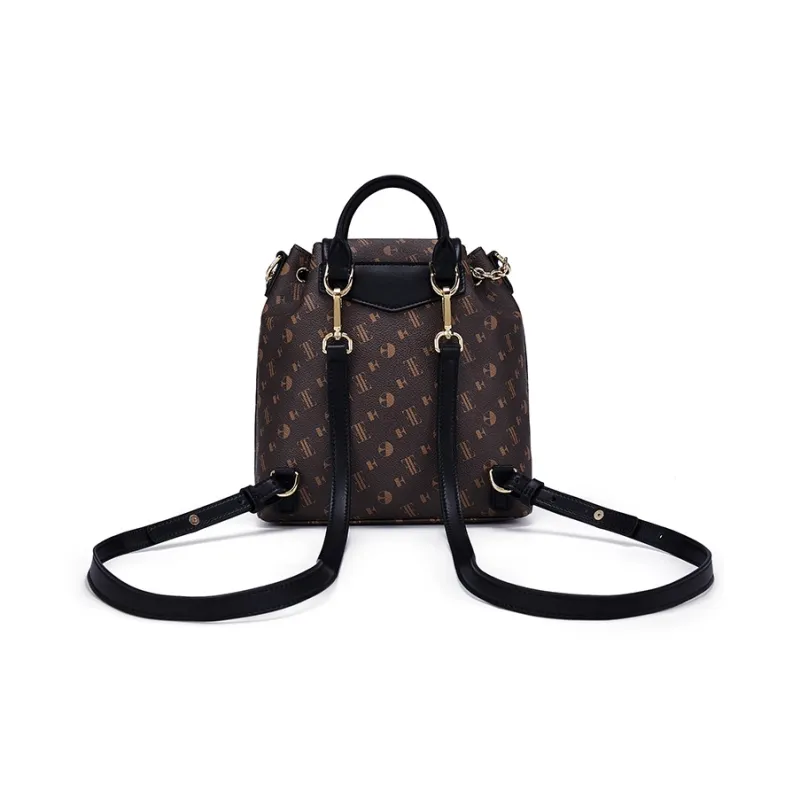 ELLE Synthetic Leather One Shoulder Portable Backpack Tubas Women's Dark Brown-2