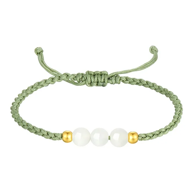 CHOW TAI SENG Chalcedony Braided String Bracelet Unisex-0