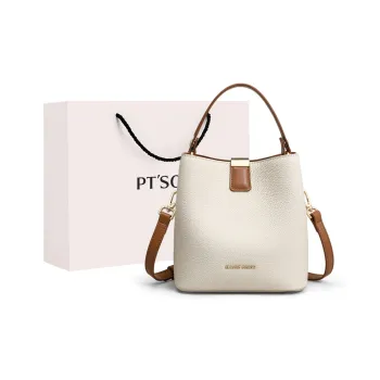 PT'SON Cow Leather Patchwork Synthetic Leather Shoulder Bag Crossbody Bag Handbags Regular Women's Ecru