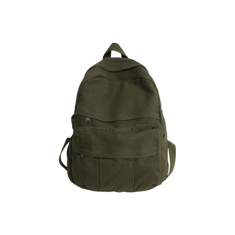 Huangmu Canvas Student Backpack Regular Unisex Purple/Green/Black/Khaki-1