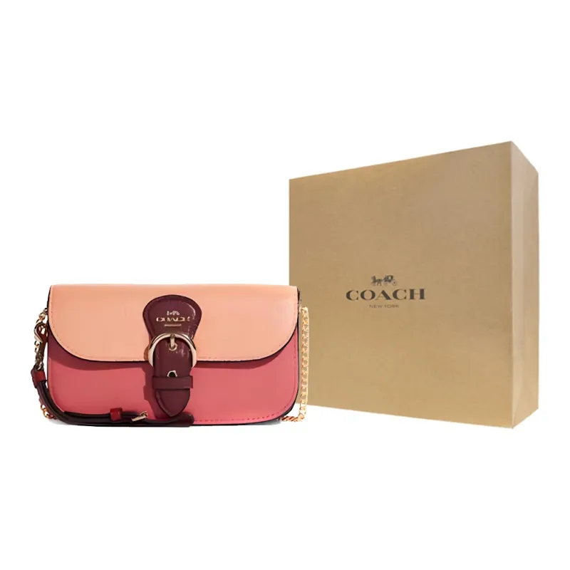 COACH Kleo Pebbled Leather Shoulder Bag Crossbody Bag Small Size Women's Nude Pink Blush Pink Fuchsia Multicolor-5