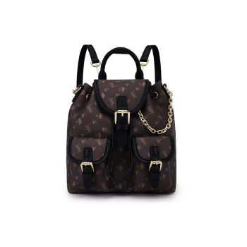 ELLE Synthetic Leather One Shoulder Portable Backpack Tubas Women's Dark Brown