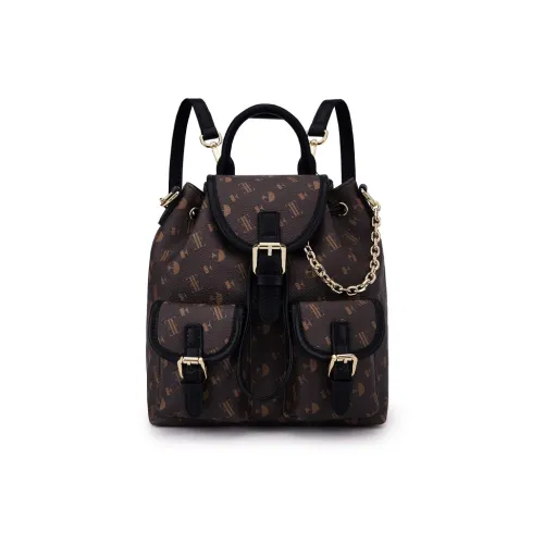 ELLE Synthetic Leather One Shoulder Portable Backpack Tubas Women's Dark Brown