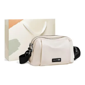 15 MINS Fabric With Synthetic Leather Shoulder Bag Crossbody Bag Small Size Women's Ecru/Midnight Black