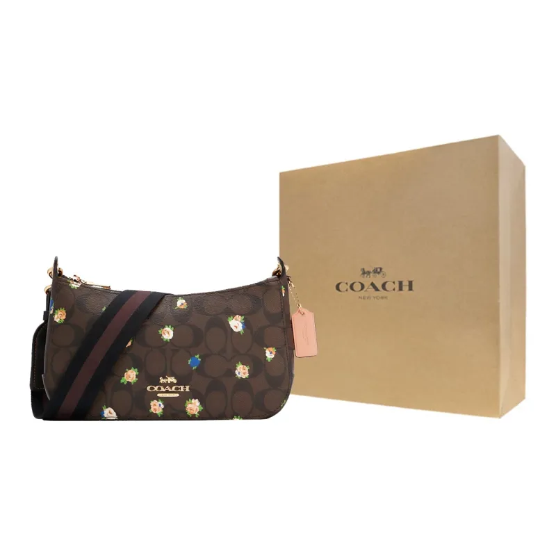COACH Jes Canvas Leather Shoulder Bag, Crossbody Bag Medium Size Women's Dark Brown-5